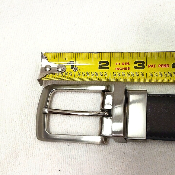 Mens Belt 49" Double Sided ReversibleBlack Brown Brushed Silver Faux Leather - Picture 5 of 11